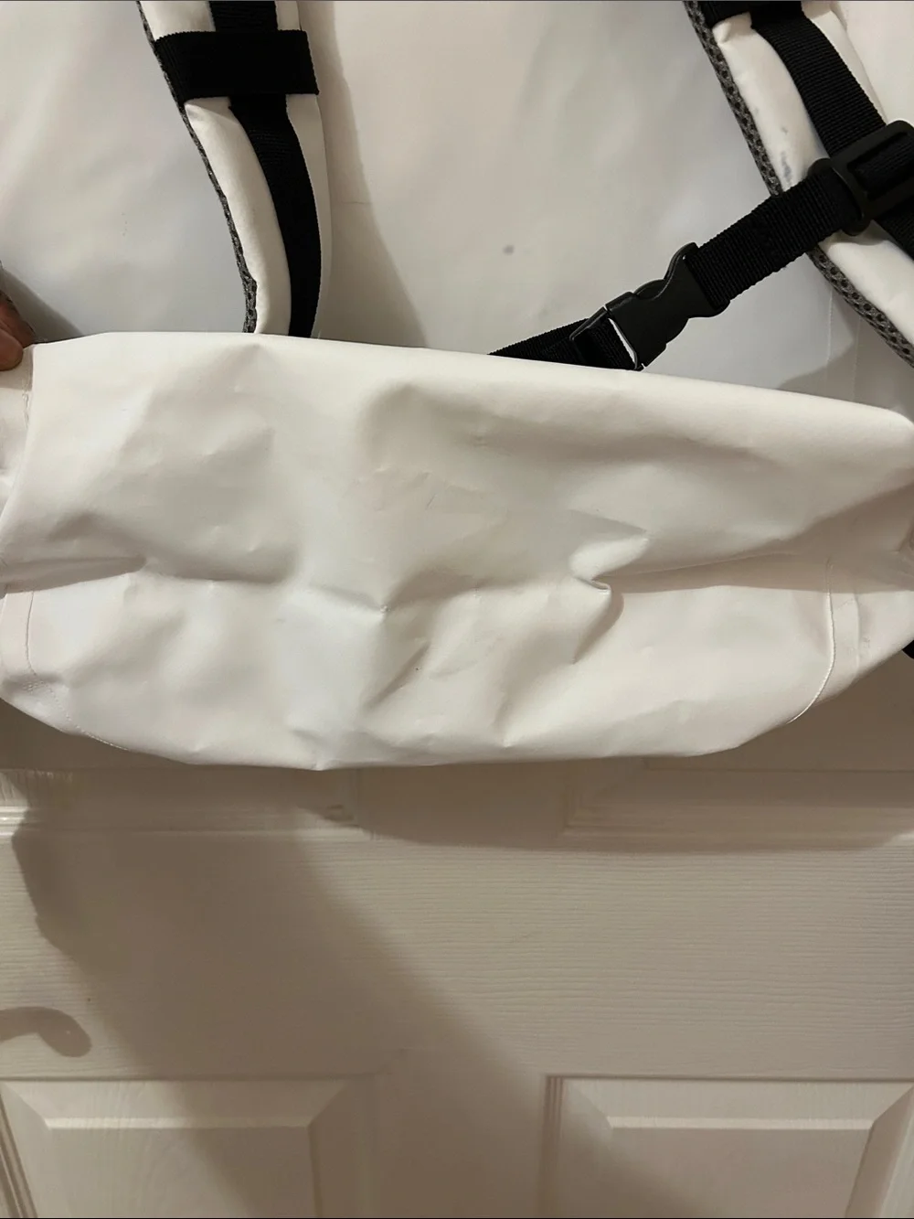 Poler White Down River Roll-Top White Backpack with Black Accents